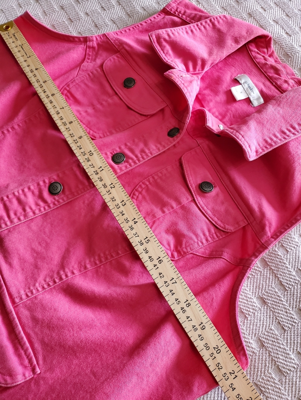 Christopher & Banks Hot Pink Denim Utility Vest - Picture 7 of 8
